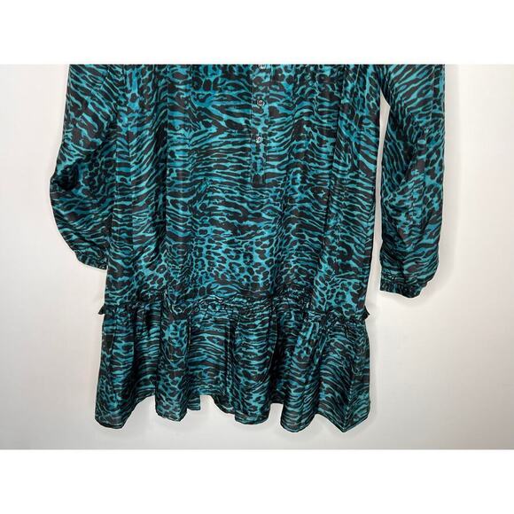 NWT Johnny Was Calme Silk Friday Dress Green Leopard Women's Size XS - Picture 3 of 10